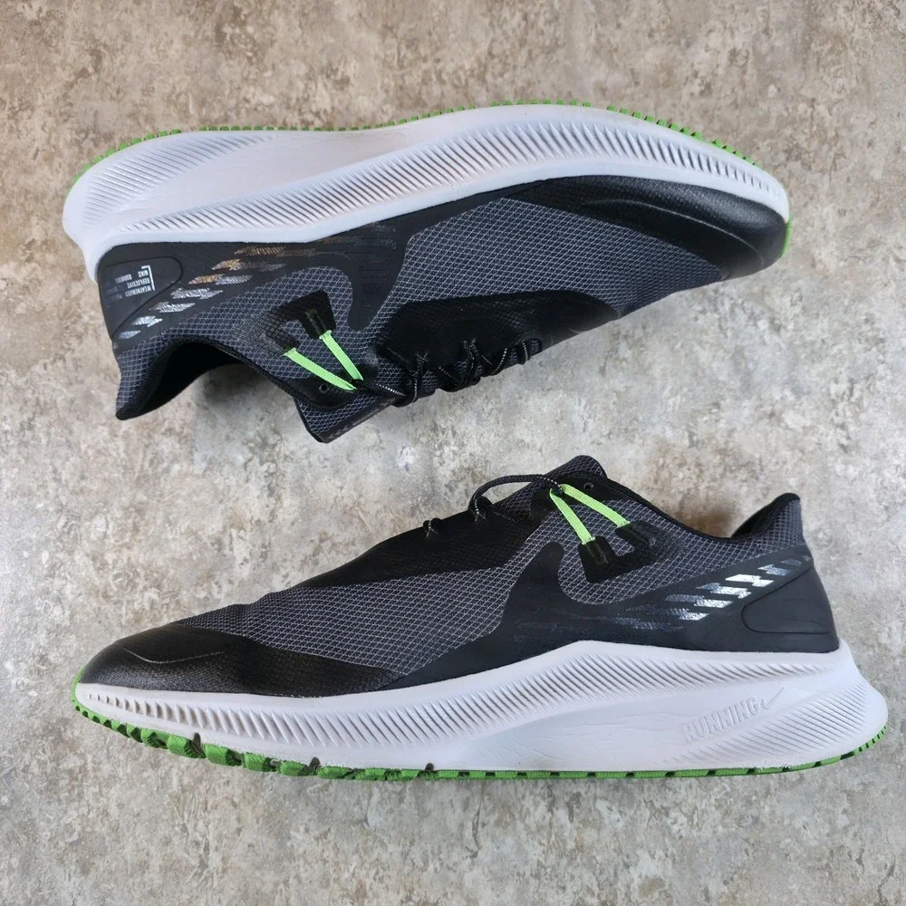 Nike Quest 3 Shield Mens Size 14 Black Obsidian‎ Mist Poison Green CQ8894-010